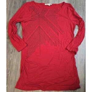 Kenneth Cole New‎ York Shirt Womens Small Fitted Red Black Embellishments